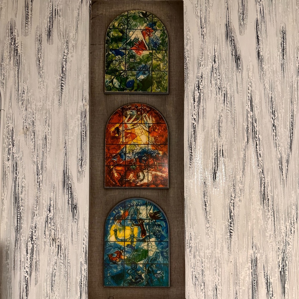 3 Chagal windows, one is framed